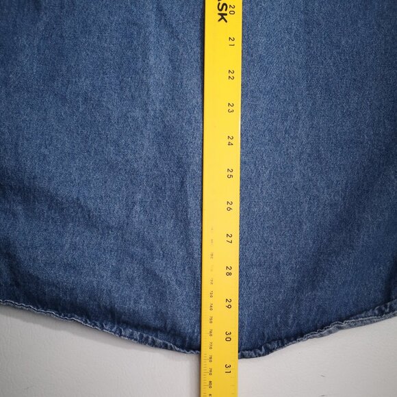 Dakota Men's Size Large Medium Wash Pearl Snap Front Closure & Cuffs Jean Shirt - Picture 10 of 11